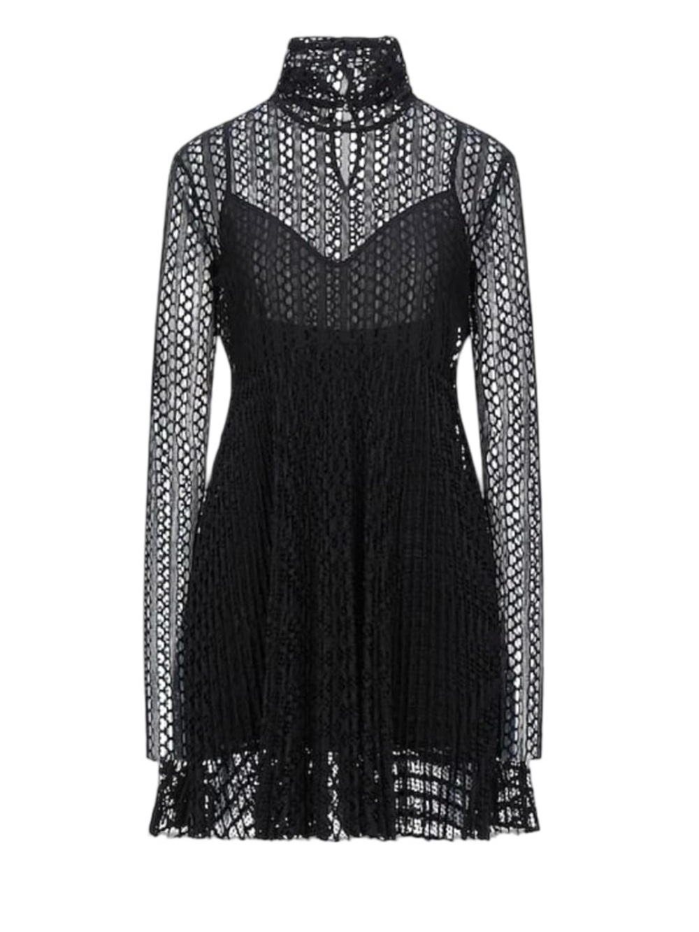 Philosophy di Lorenzo Serafini Black Lace High-Neck Mini Dress
